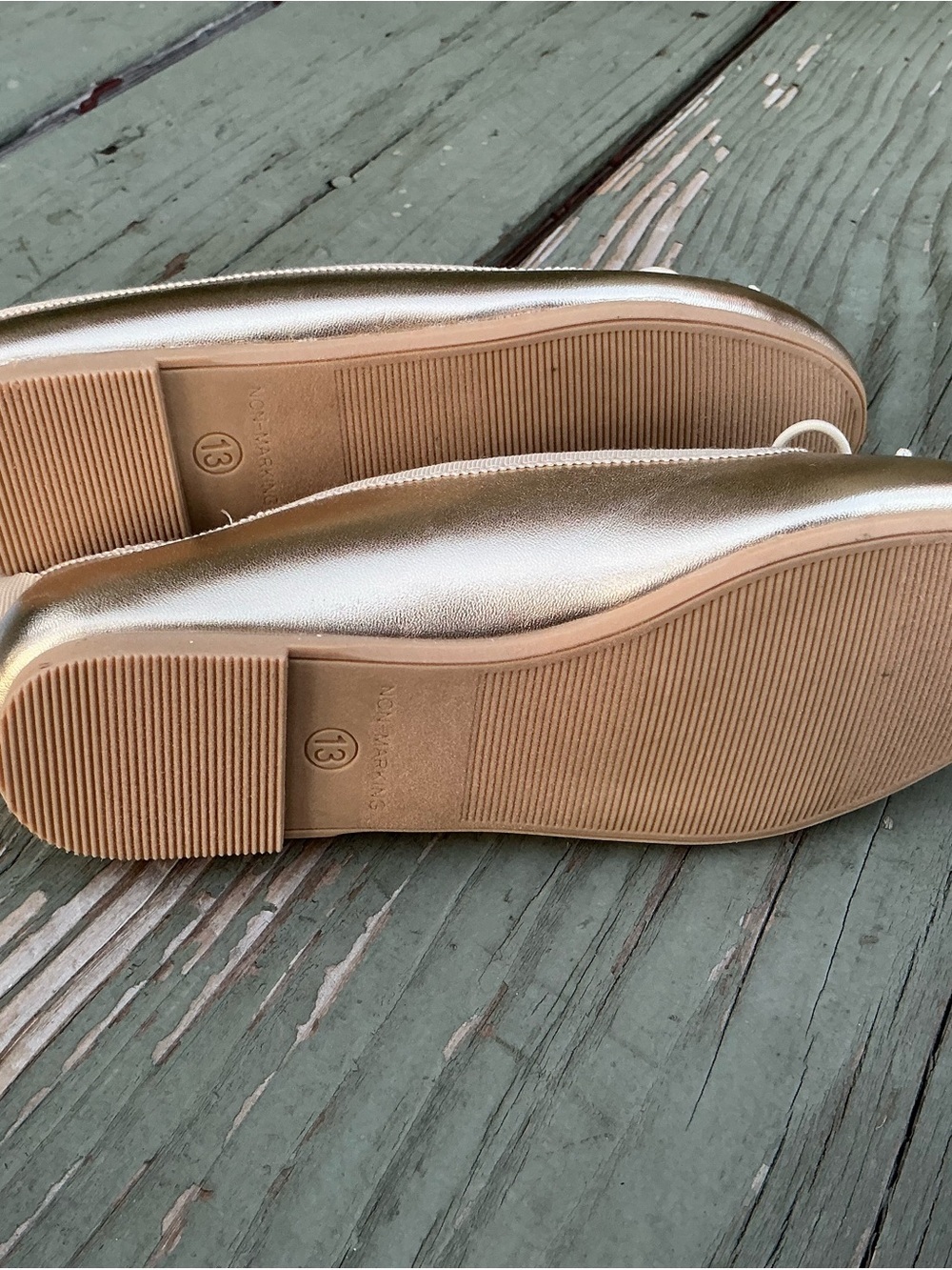 Cat & Jack Beige Slip-On Shoe with Gold Polka Dots - Picture 3 of 5